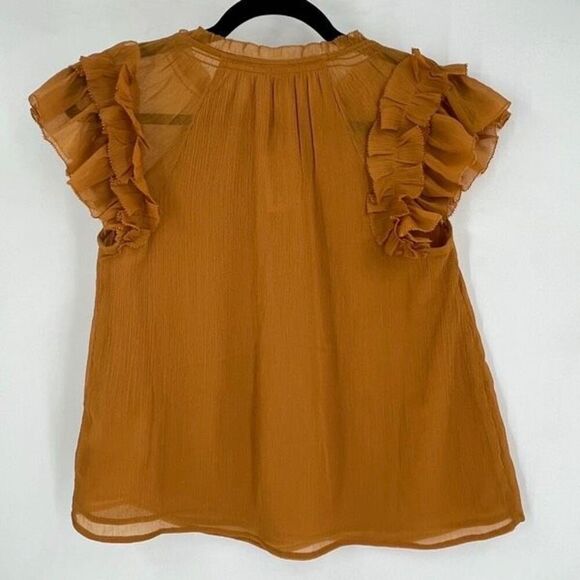 NWT Set of 2 Old Navy Women's Floral Ruffle Trim Smocked Blouse Red Gold Size XS - Picture 6 of 16